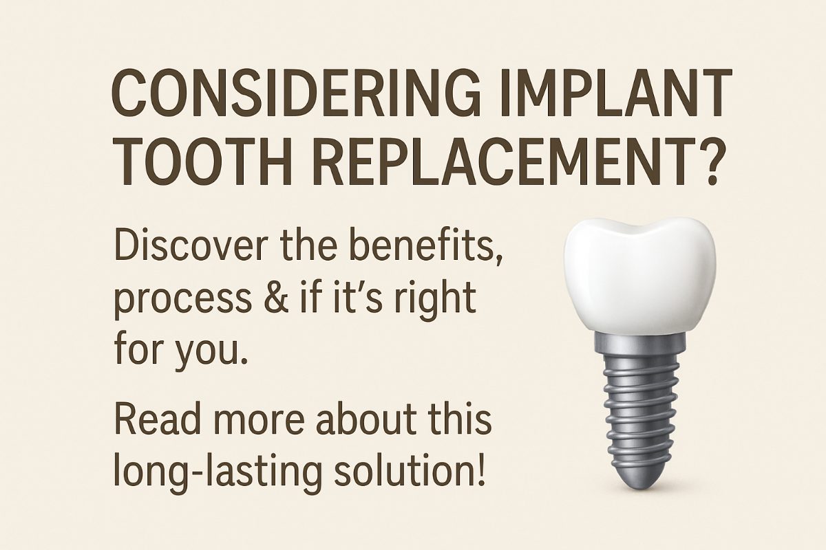 A close-up image showing a dental implant being placed into a patient's jawbone, highlighting the precision and care involved in implant tooth replacement. No text on the image.